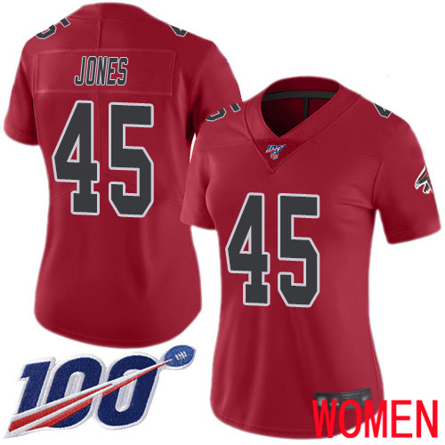 Atlanta Falcons Limited Red Women Deion Jones Jersey NFL Football #45 100th Season Rush Vapor Untouchable